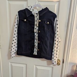 Kids Denim Jacket with Patterned Sleeves